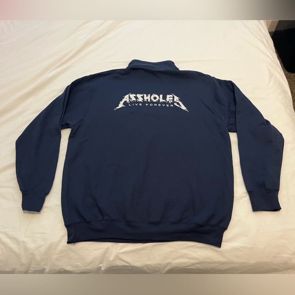 Assholes Live Forever Navy Half Zip Sweater